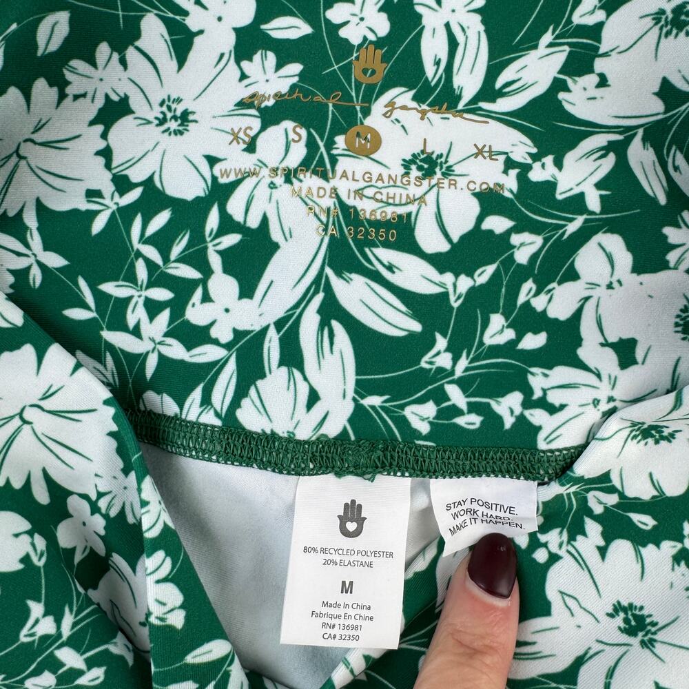 Spiritual Gangster Green Floral Verona Intent High Waisted Legging Size Medium - Picture 9 of 16